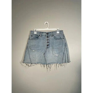 We The Free Distressed Button Fly Denim‎ Mini Skirt